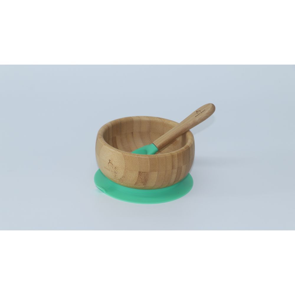 Mori Mori - Round Bowl w/ Spoon & Silicone Suction - Green 