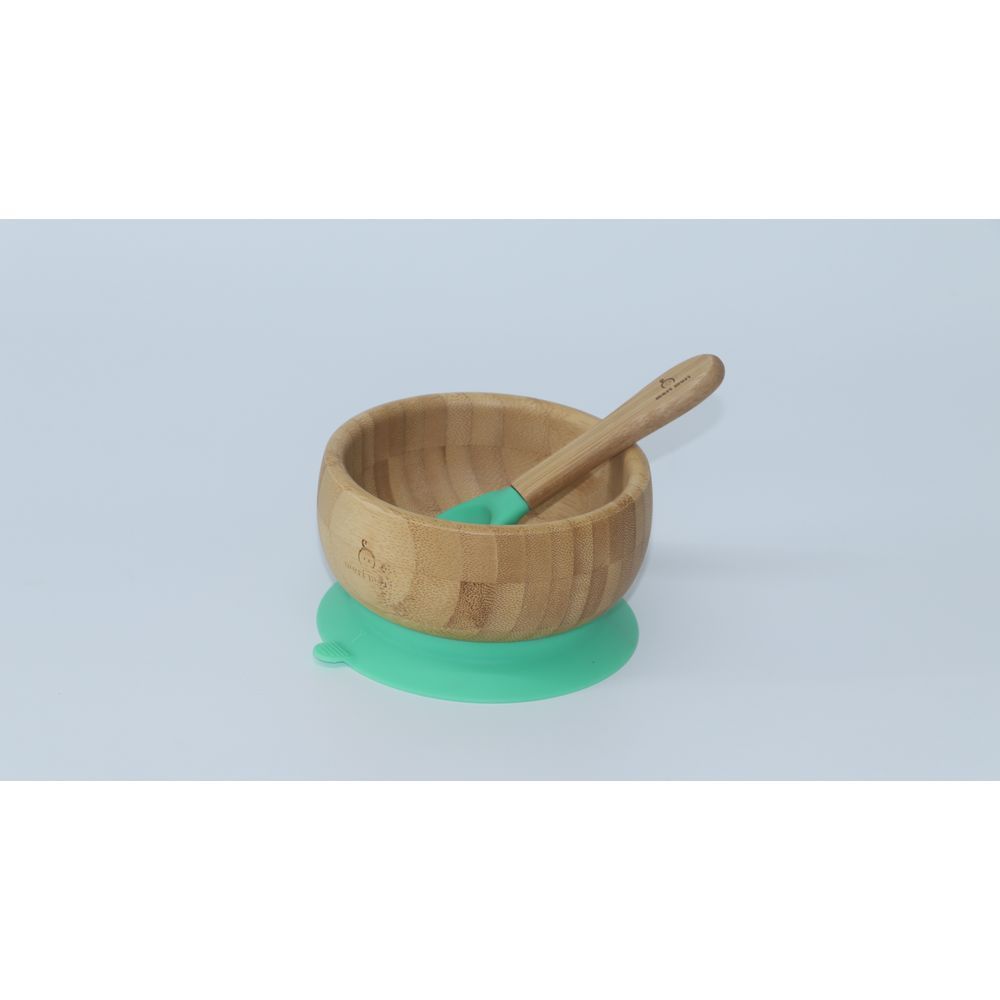 Mori Mori - Round Bowl w/ Spoon & Silicone Suction - Green 