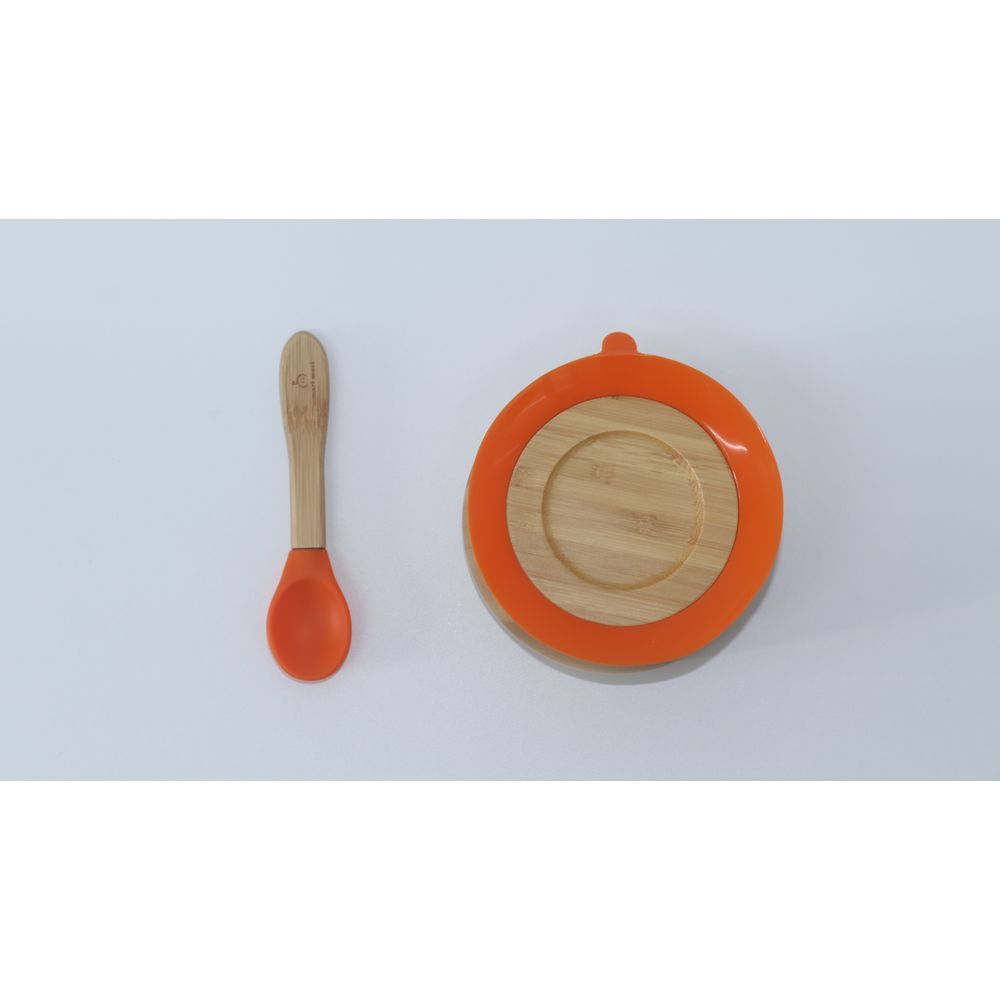 Mori Mori - Round Bowl w/ Spoon & Silicone Suction - Orange