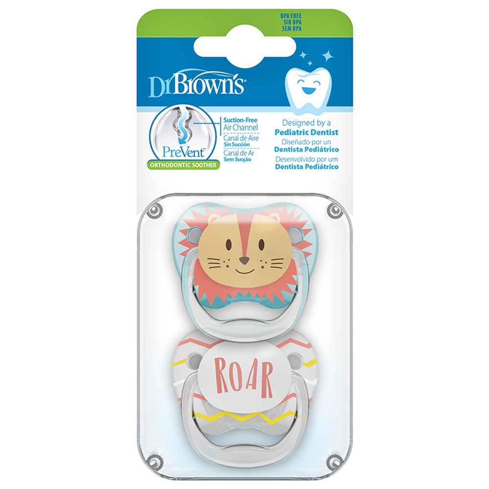 Dr. Brown's - Printed Shield Soother - 0-6M - Teal & Gray - 2pcs