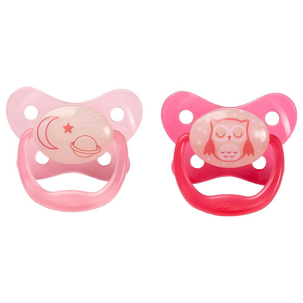 Dr. Brown's - Glow In The Dark Pacifier 6-18M 2pcs - Pink