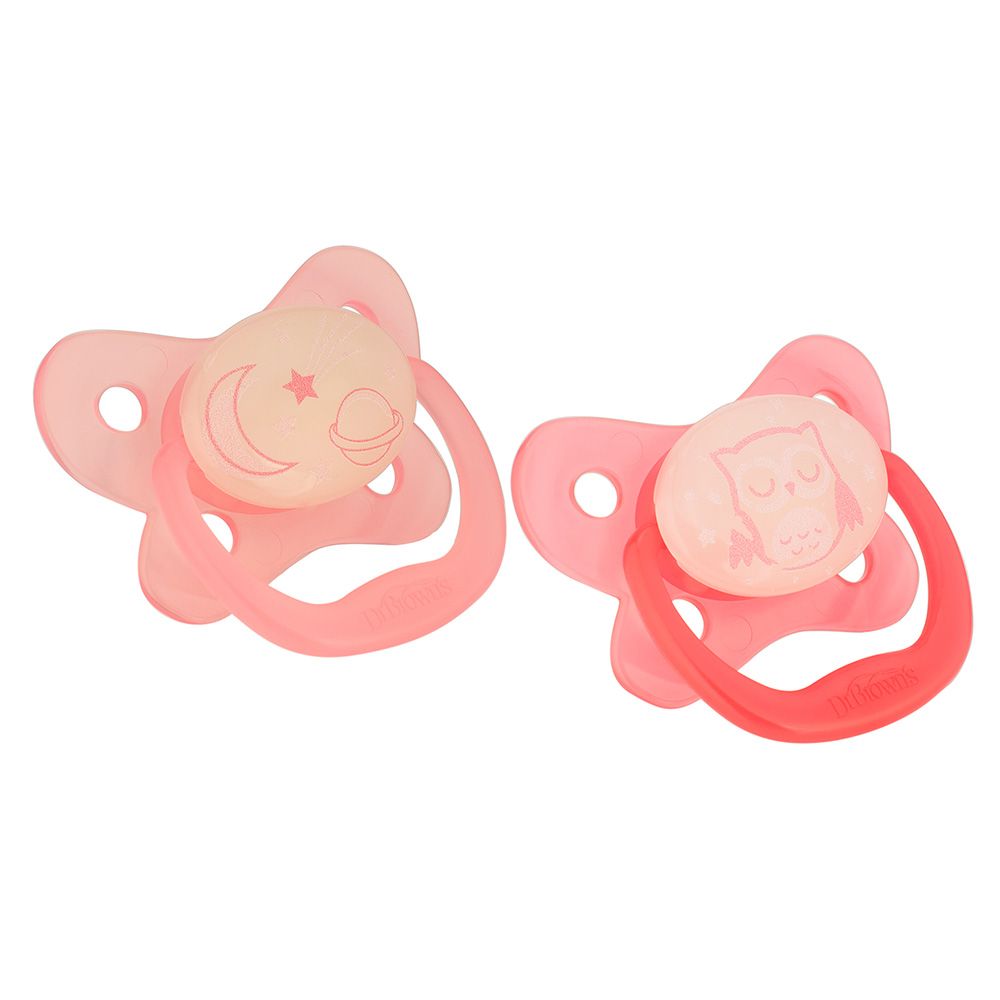 Dr. Brown's - Glow In The Dark Pacifier 6-18M 2pcs - Pink