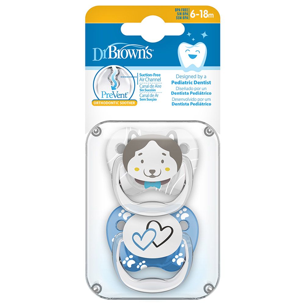 Dr. Brown's - Printed Shield Soother - 6-18M - Blue - 2pcs