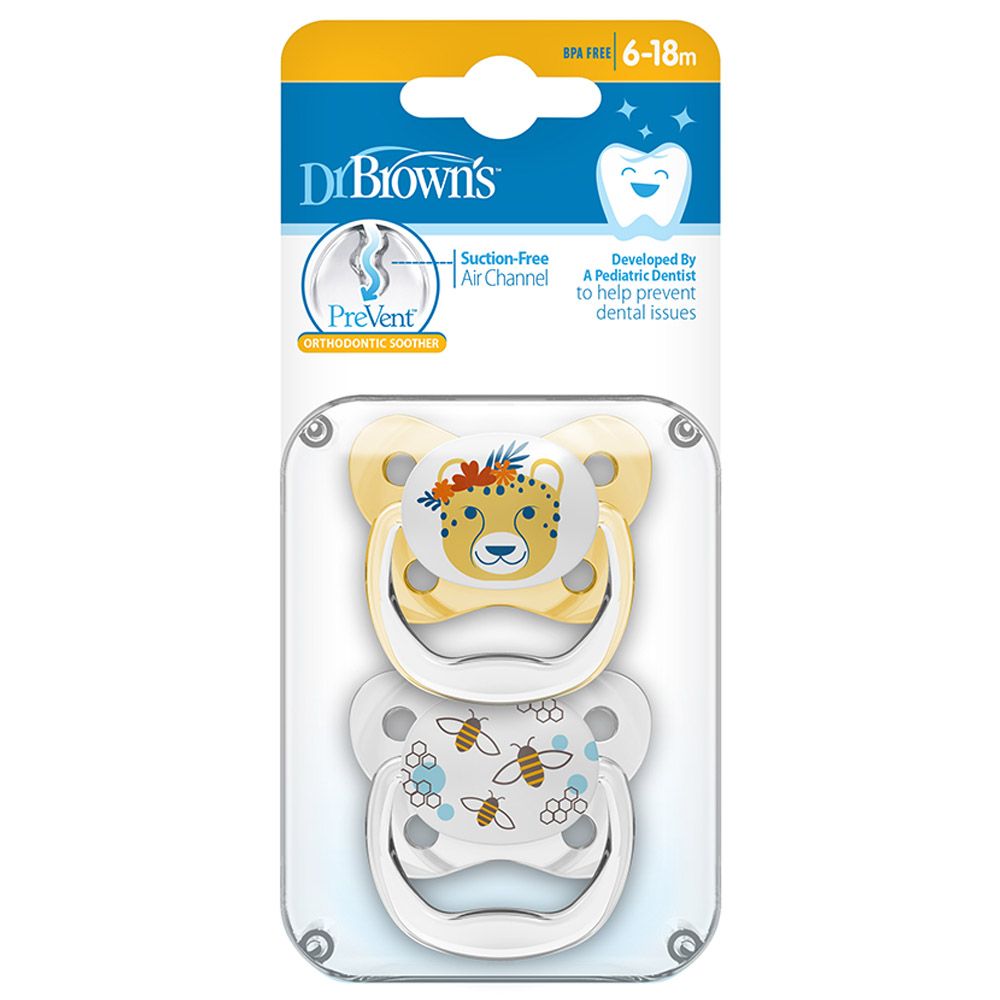 Dr. Brown's - Butterfly Shield Soother - 6-18M - Yellow - 2pcs