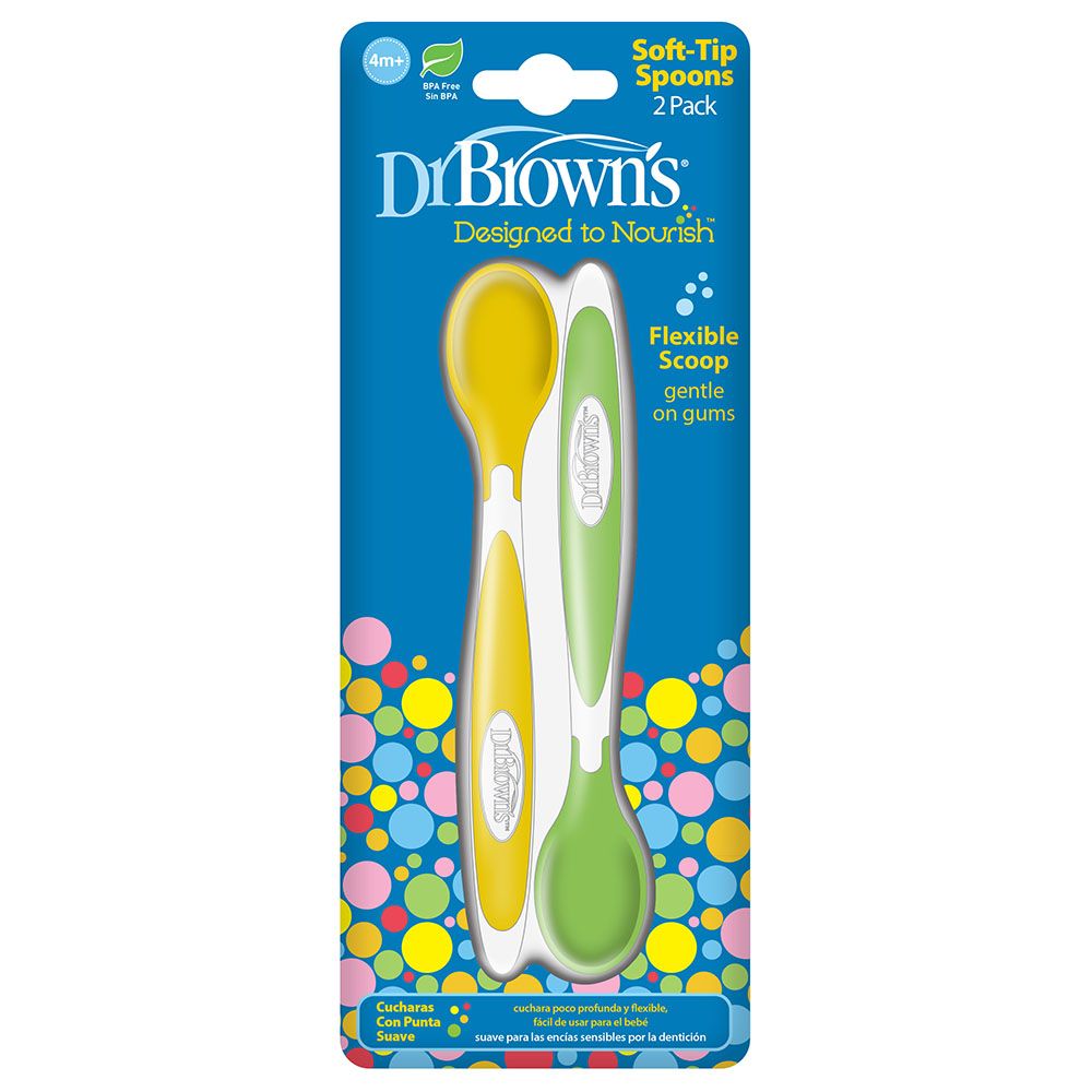 Dr. Brown's - Soft-Tip Spoon, Pack of 2 - Yellow/Green