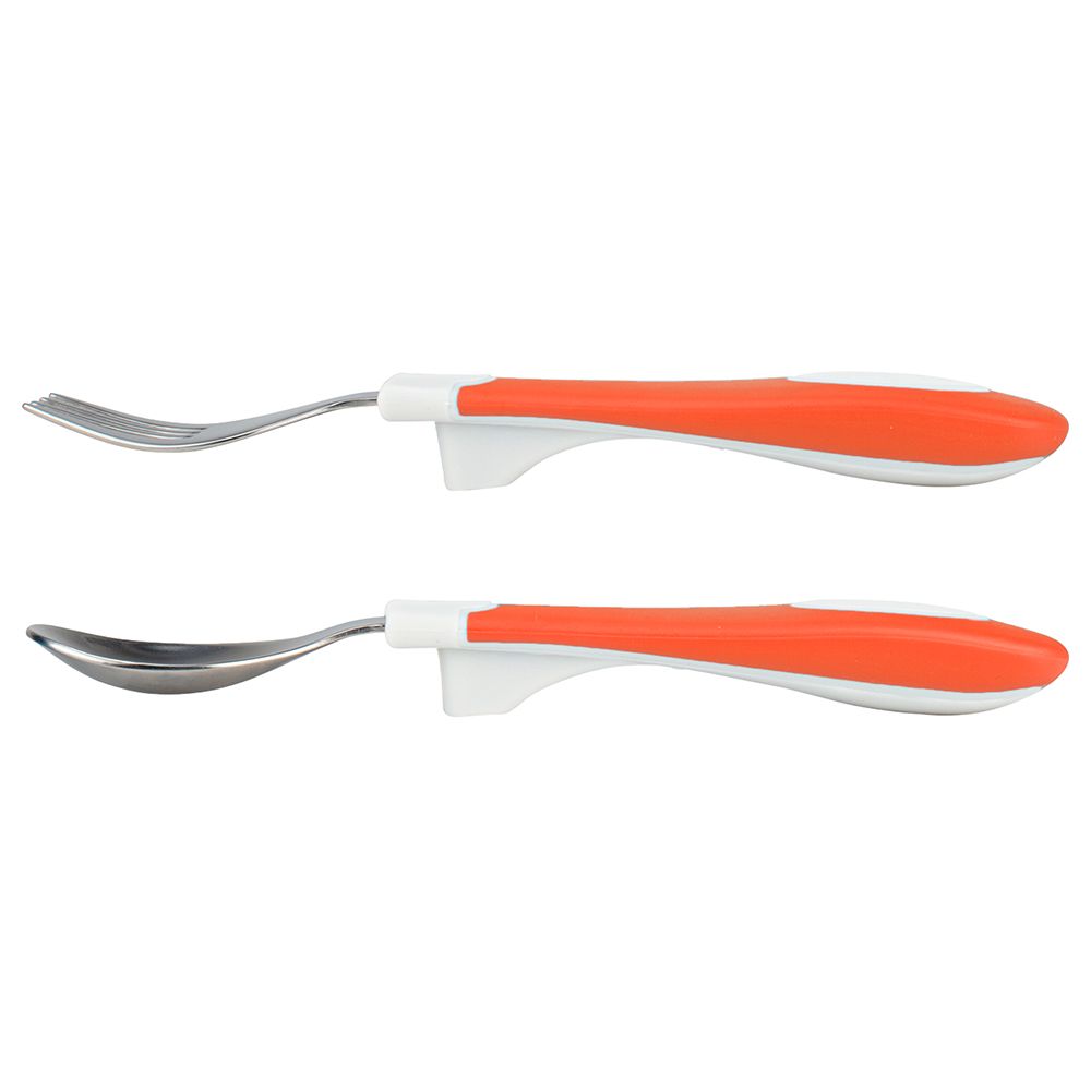 Dr. Brown's - Soft Grip Spoon & Fork Set - Coral 