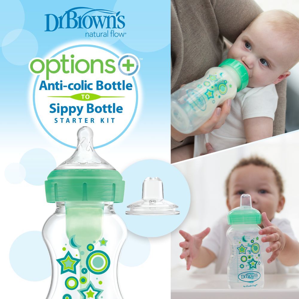 Dr. Brown's - Anti-colic Bottle To Sippy Bottle Starter Kit 270ml - Green