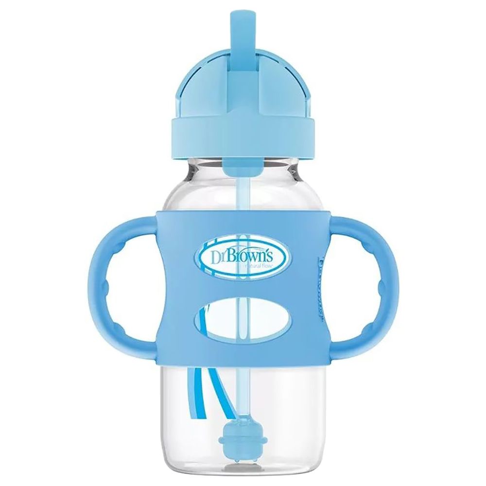 Dr. Brown's - Sippy Straw Bottle w/ Silicone Handles 270ml - Blue