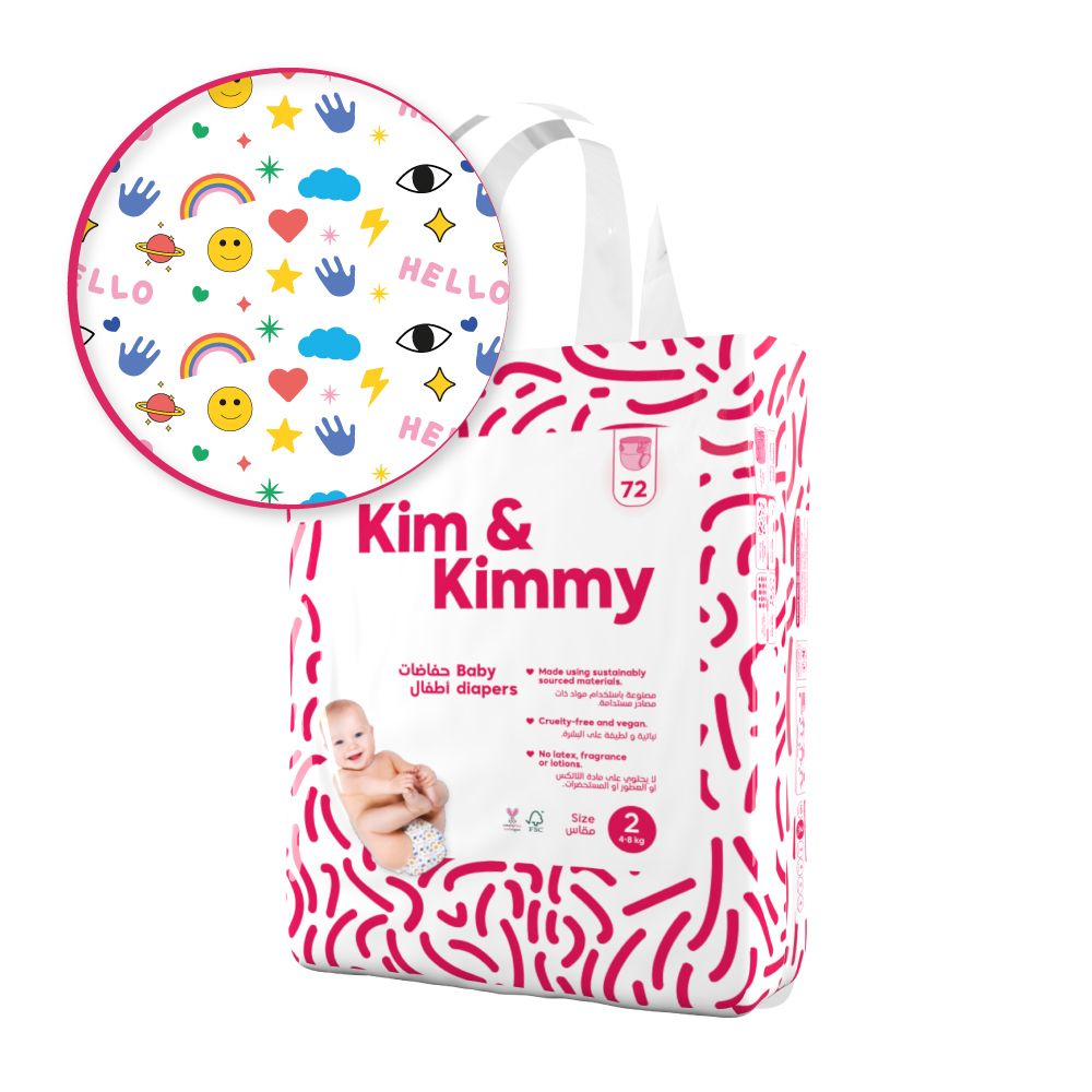 Kim & Kimmy - Funny Icons Diapers 4-8kg Size 2 - 72pcs