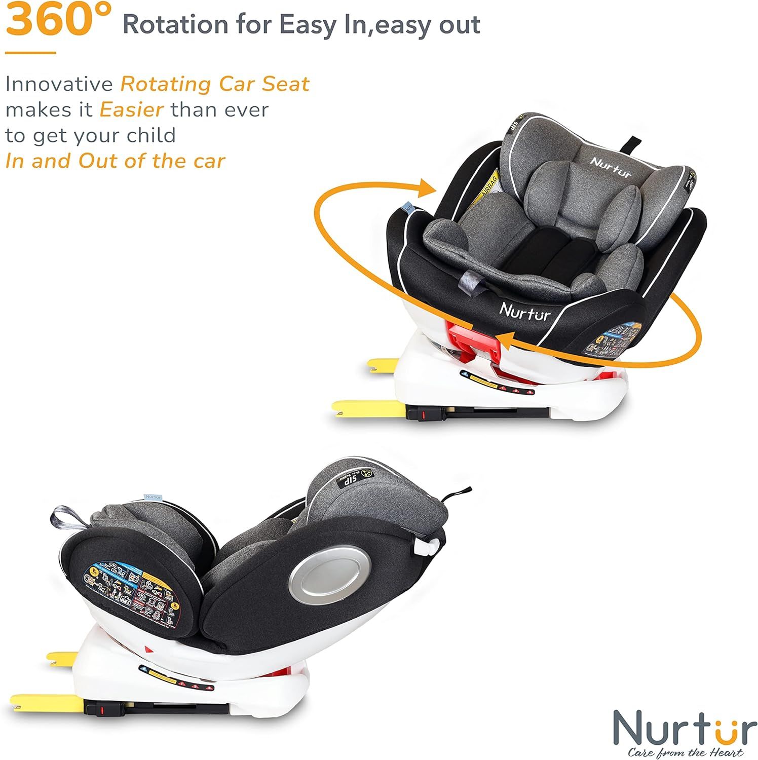 Nurtur - 4-In-1 Ultra Baby Car Seat Isofix 9 w/ Canopy - Shiny Grey