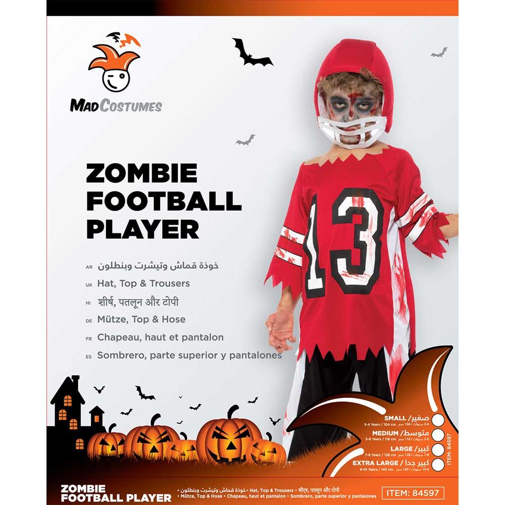 Mad Costumes - Zombie Footballer Kids Halloween Costume - Red