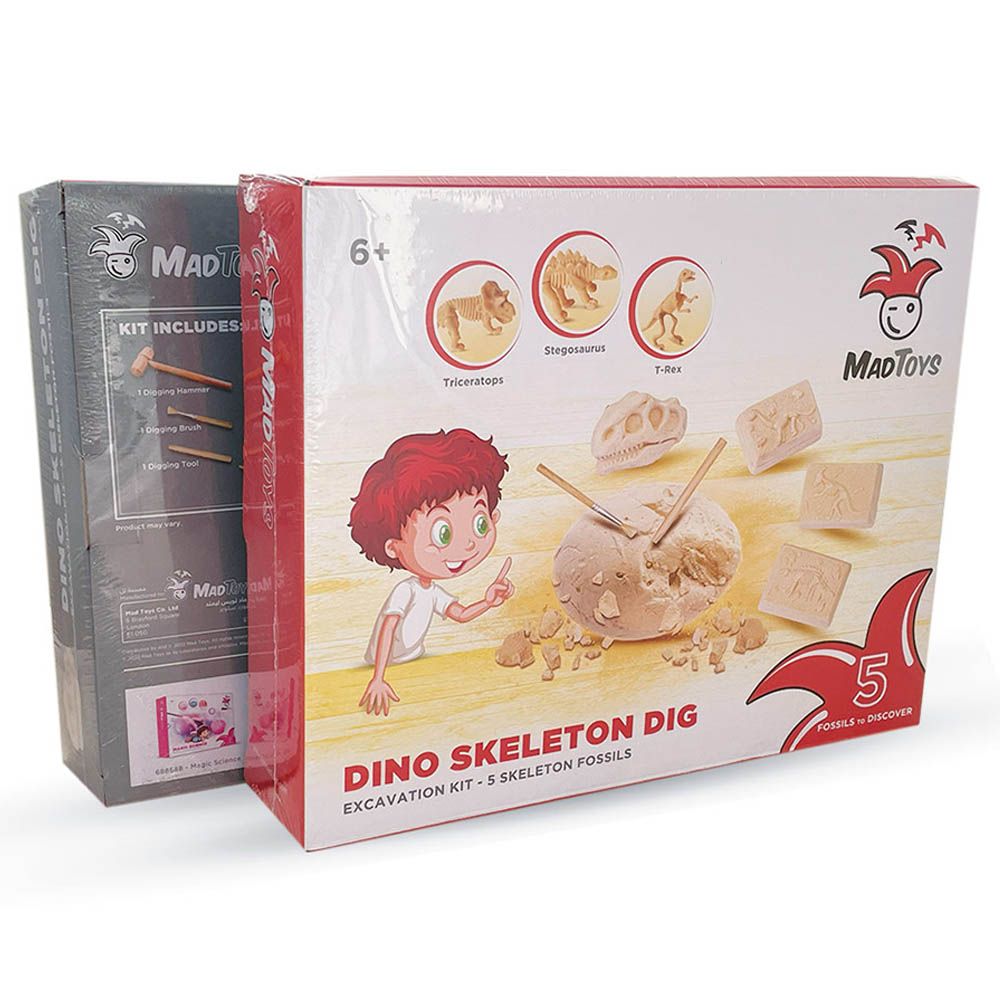 Mad Toys - Dinosaur Skeleton Fossils Dig Excavation Science Kit