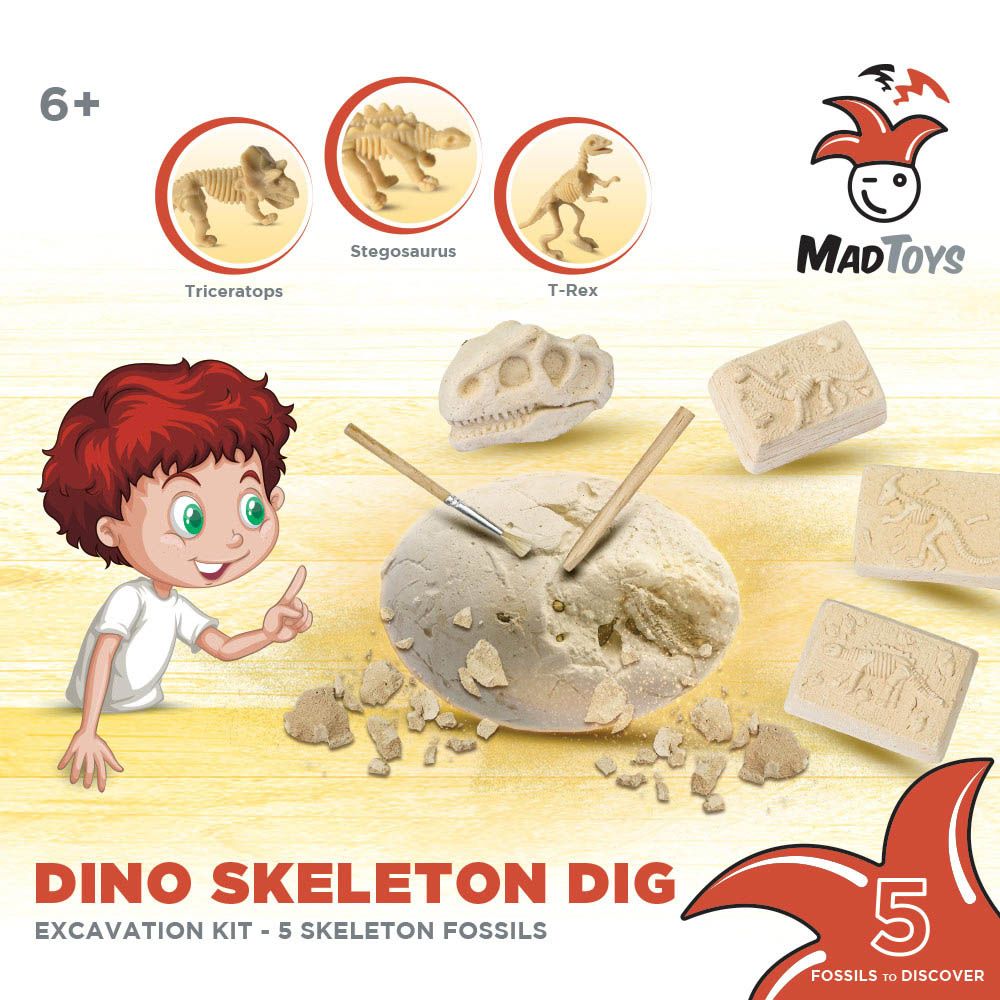 Mad Toys - Dinosaur Skeleton Fossils Dig Excavation Science Kit