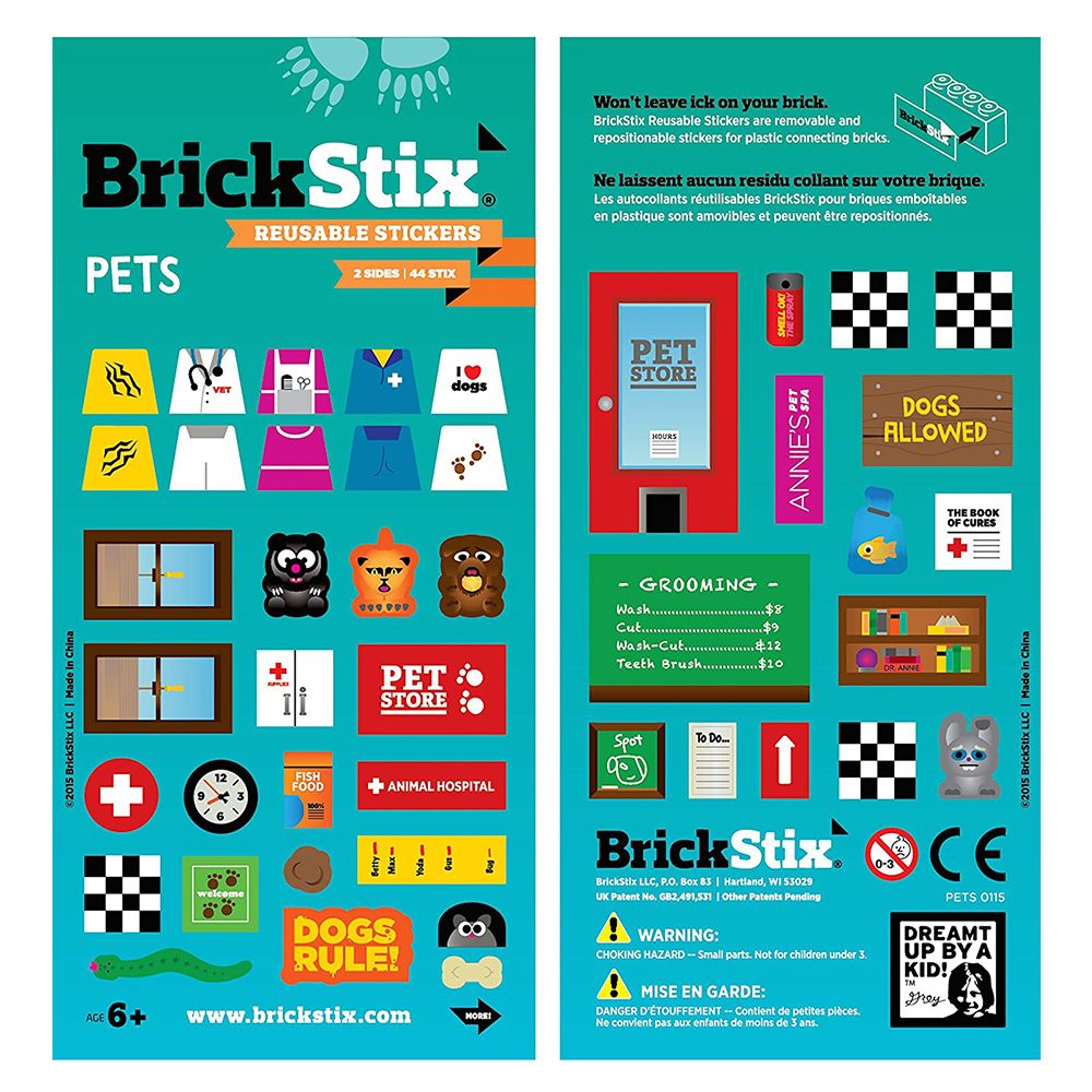 BrickStix - Pets Reusable Stickers