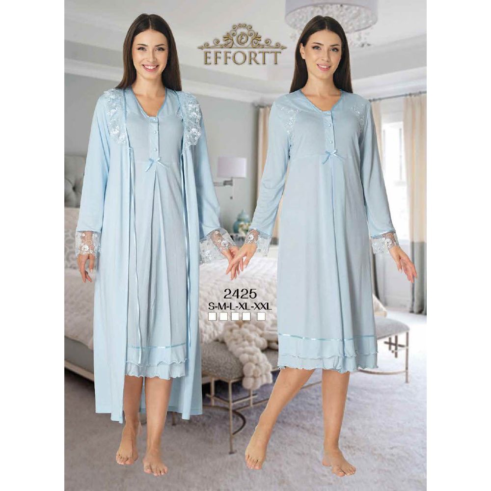 Mini Plum - 2pc-set - Lace Maternity Nightwear - Blue