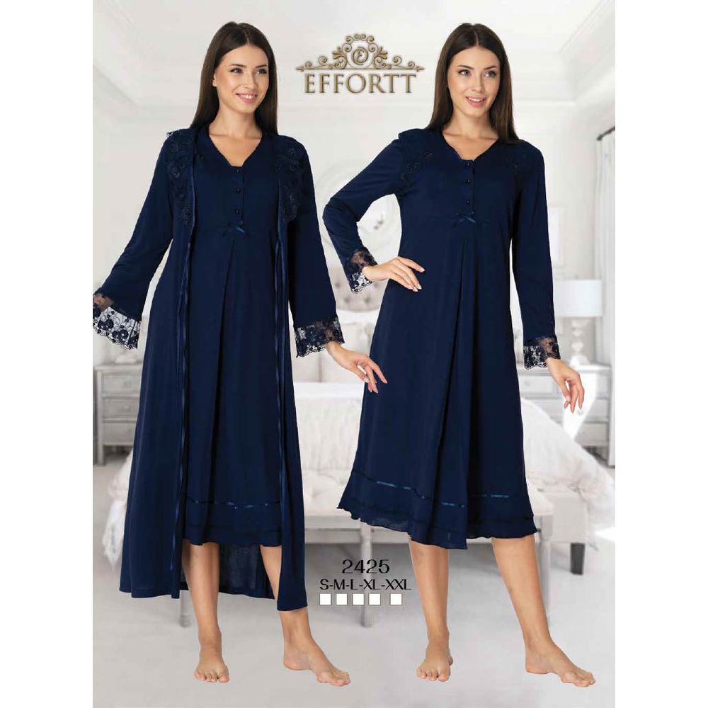 Mini Plum - 2pc-set - Lace Maternity Nightwear - Navy