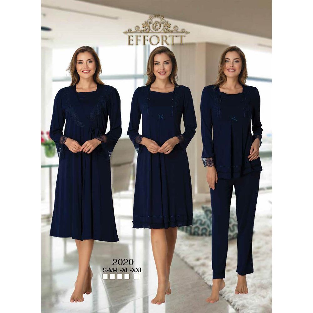 Mini Plum - 4pc-set - Maternity Nightwear Set - Navy Blue