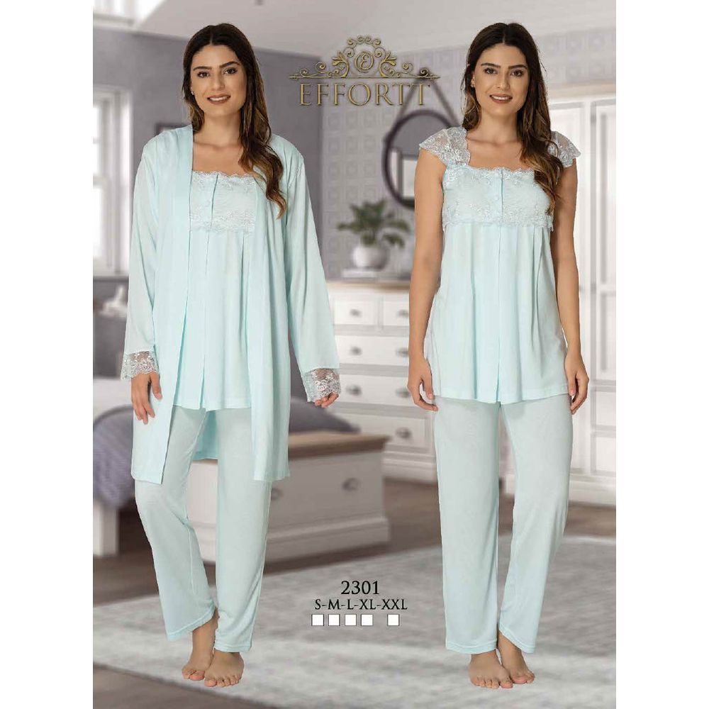 Mini Plum - 3pc-set - Lace Maternity Pajama Set - Blue