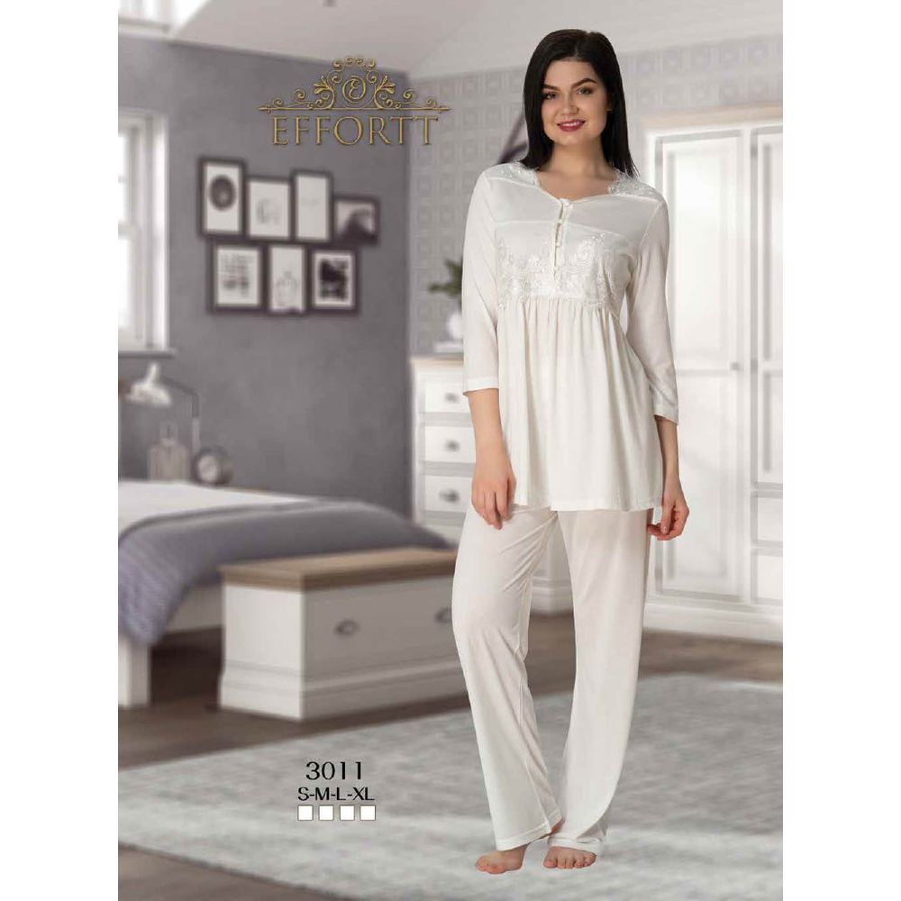 Mini Plum - Lace Maternity Pajamas - White