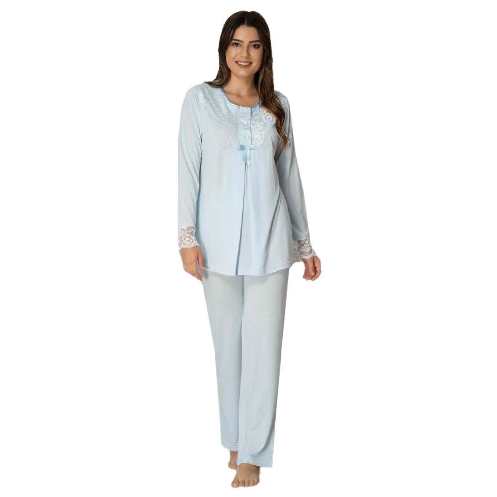 Mini Plum - 3pc-set - Lace Maternity PJ Set - Blue