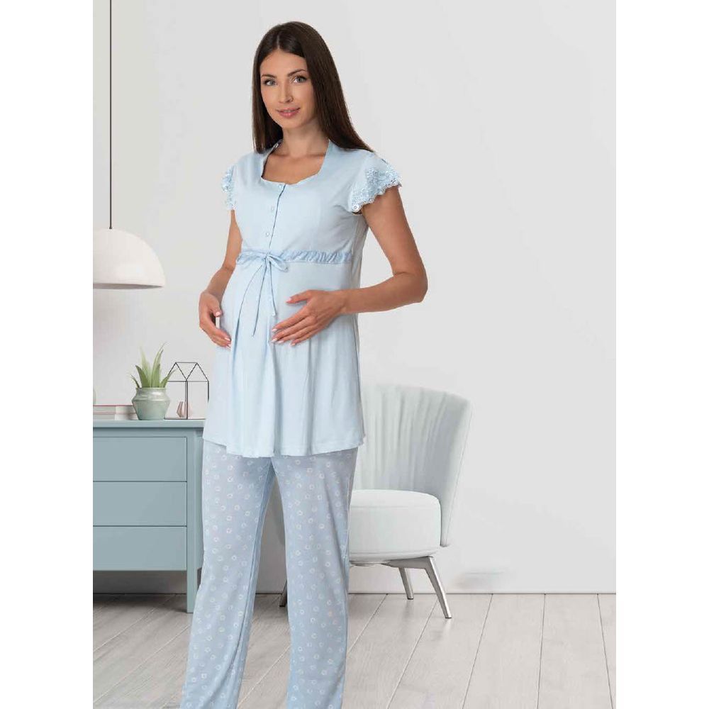 Mini Plum - Soft Maternity Pajamas - Blue