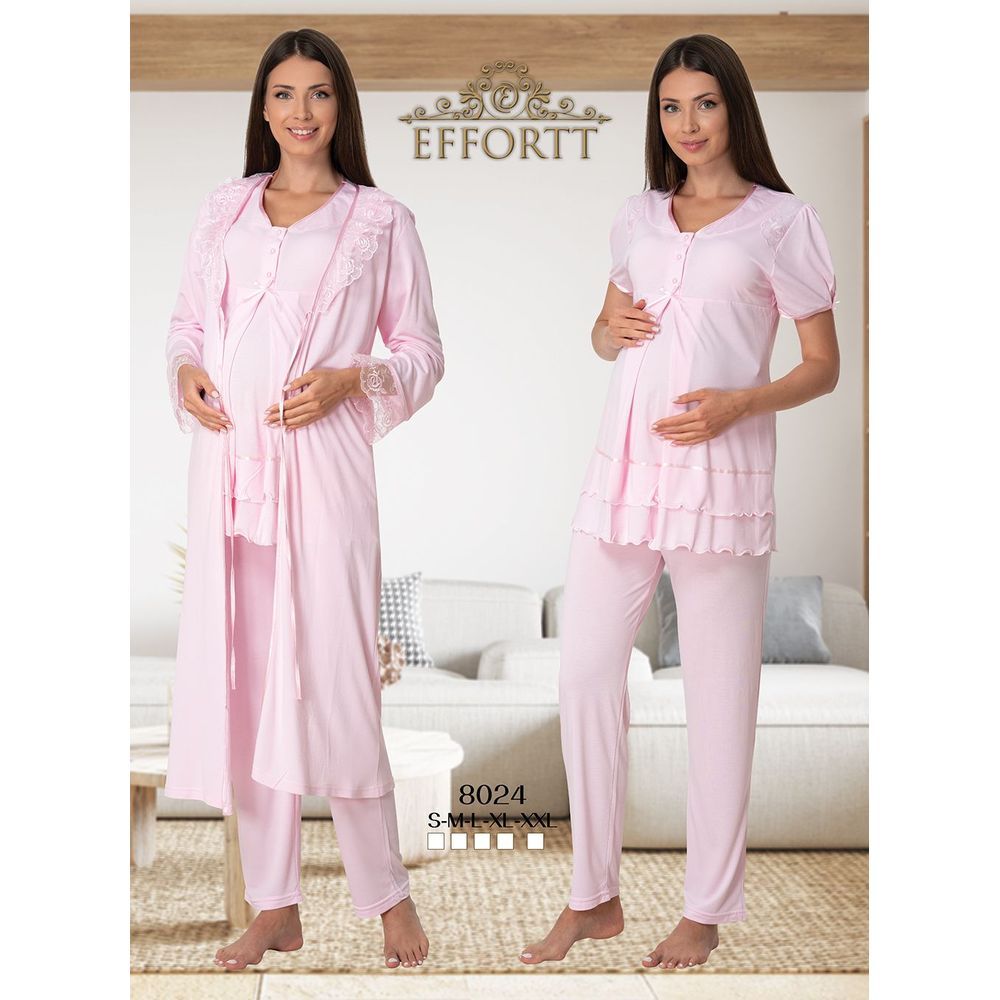 Mini Plum - 2pc-set - Lace Maternity Pajamas - Pink