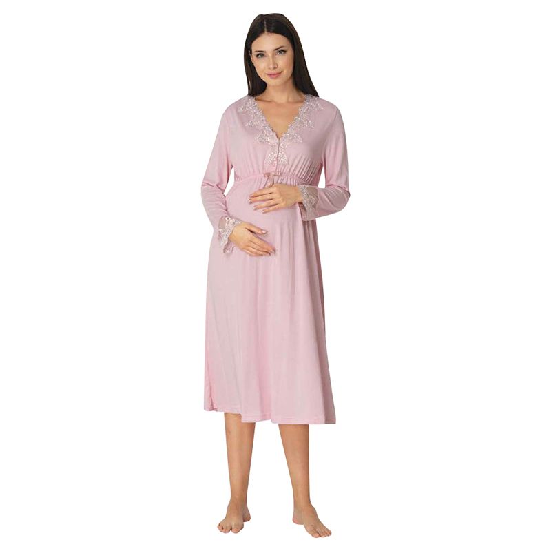 Mini Plum - Lace Maternity Nightie - Pink