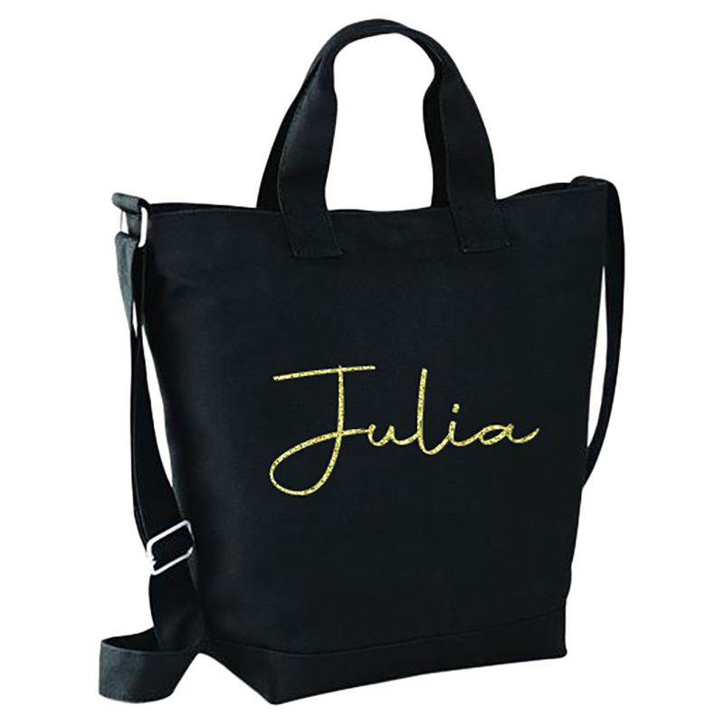 Mini Plum - Personalized Name Bag Gold - Black