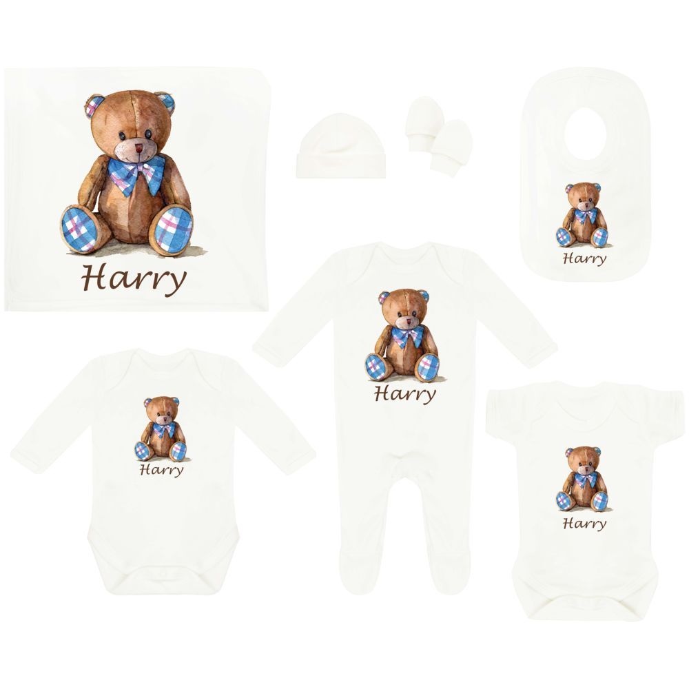 Mini Plum - Personalized Teddy 7pc-Set - White