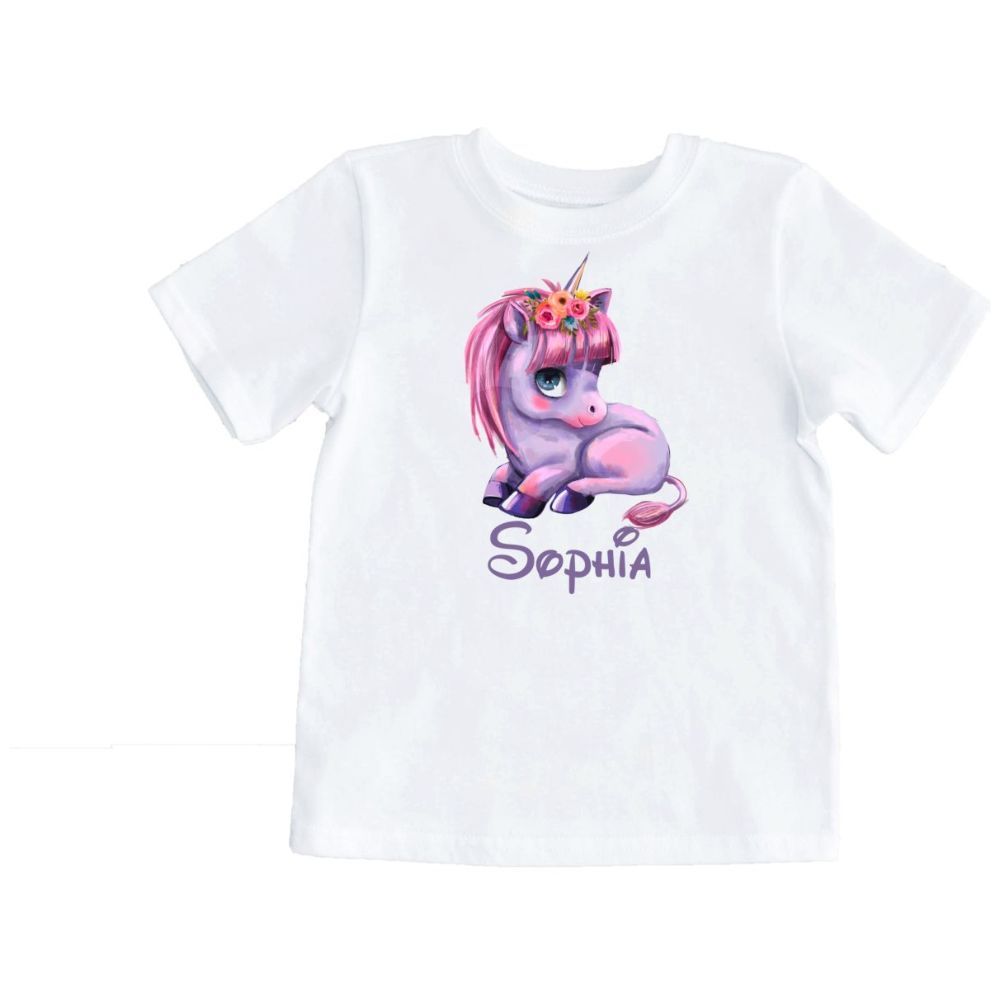 Mini Plum - Personalised Little Unicorn Kids T-Shirt