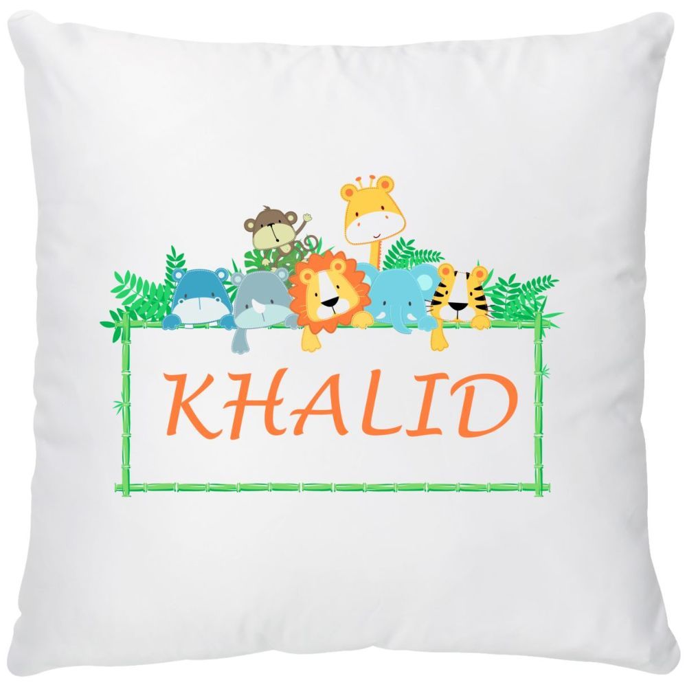 Mini Plum - Personalised Animal Name Cushion Cover - White