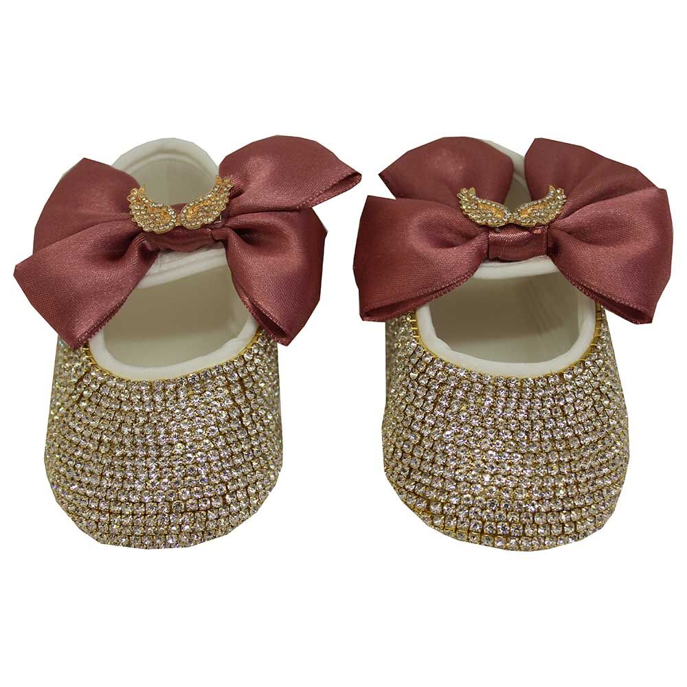 Mini Plum - Swarovski Angel Shoes & Hairband Set-Brown