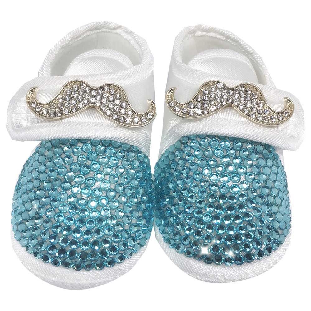 Mini Plum - Swarovski Crystals Mustache Shoes - Blue