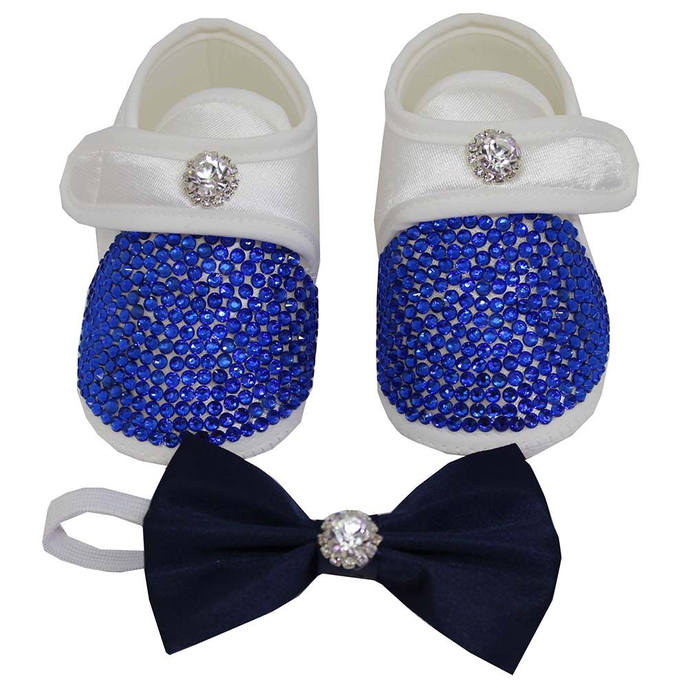 Mini Plum - Baby Boy Blue Shoes And Bow Tie