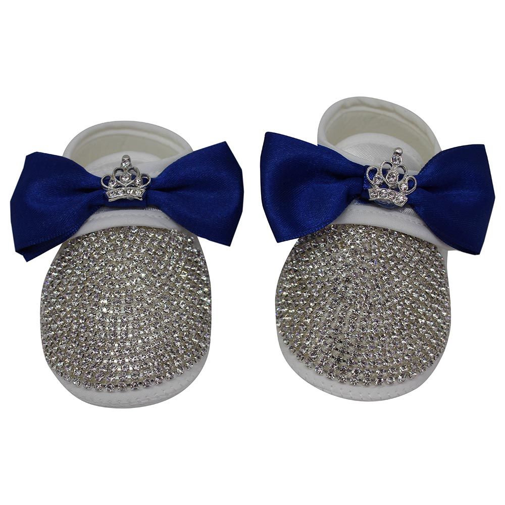 Mini Plum - Crystal Crown Shoes And Bow Tie Set - Navy