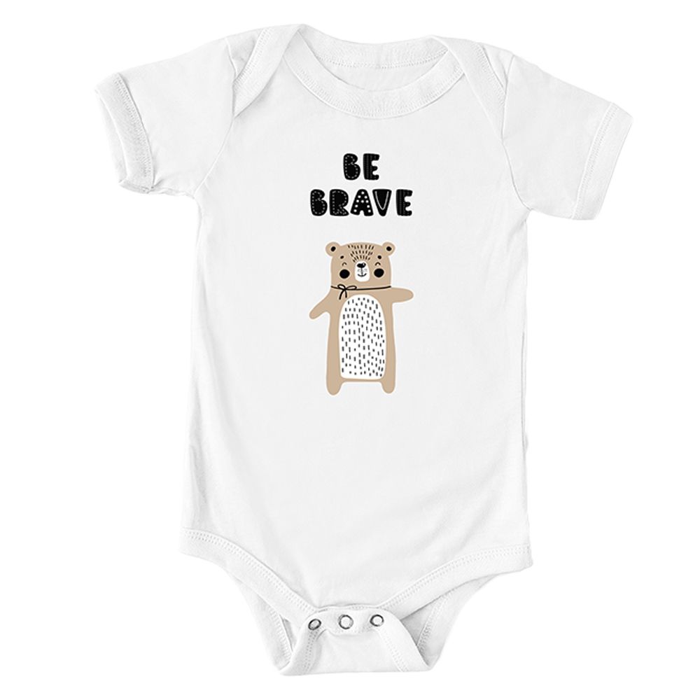 Mini Plum - Be Brave Short Sleeve Onesie - White