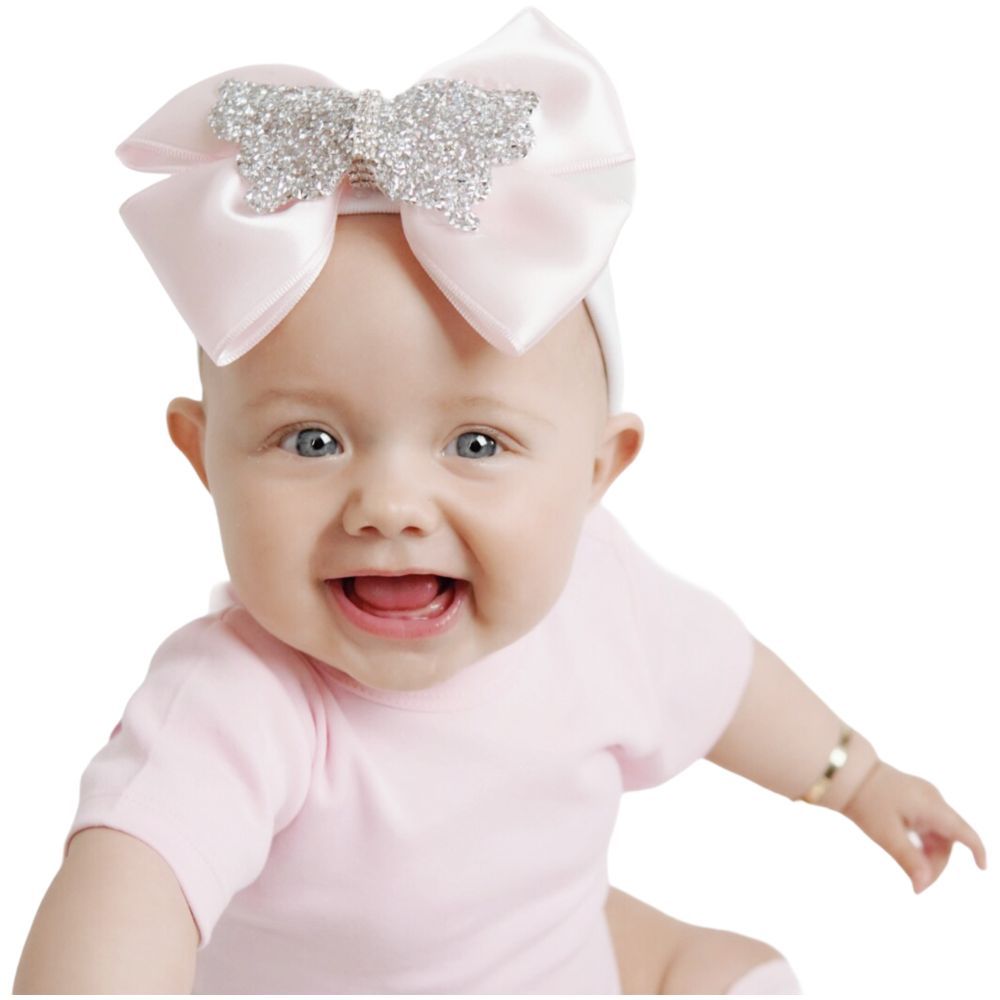 Mini Plum - Bling Baby Headband - Baby Pink