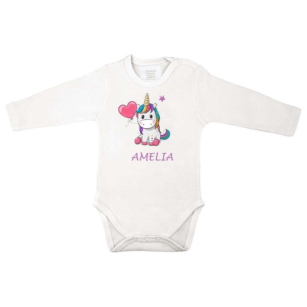 Mini Plum - Cute Unicorn Personalized Baby Bodysuit