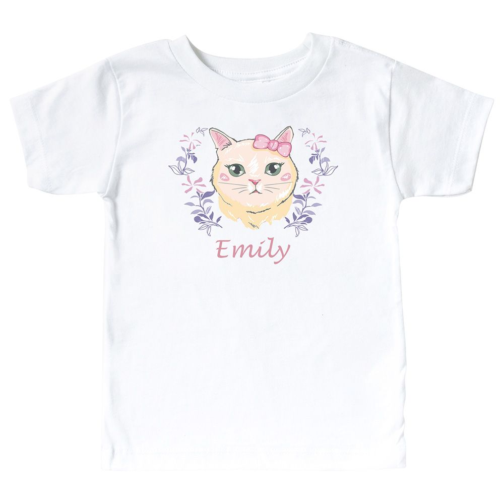 Mini Plum - Kitty Personalized Kid's T-Shirt - White