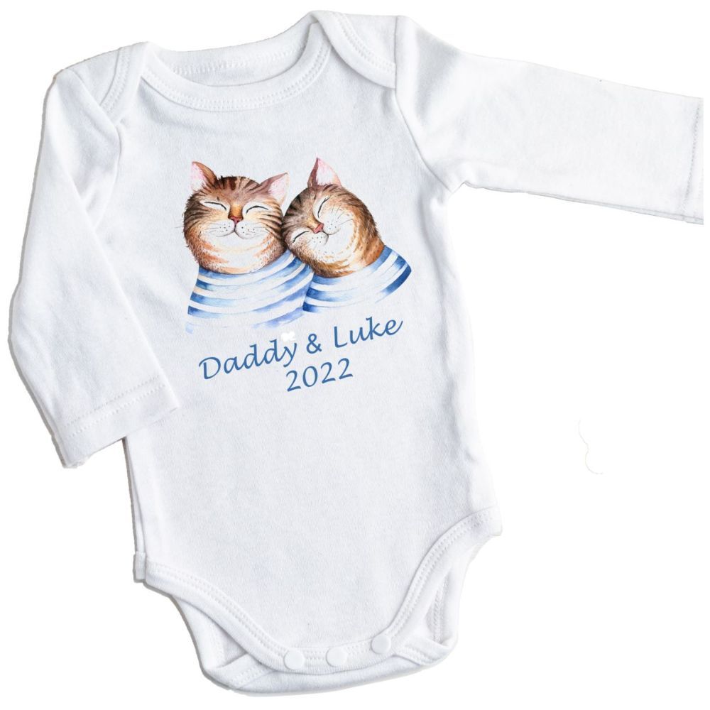 Mini Plum - Personalised Fathers Day Cat Print  Bodysuit