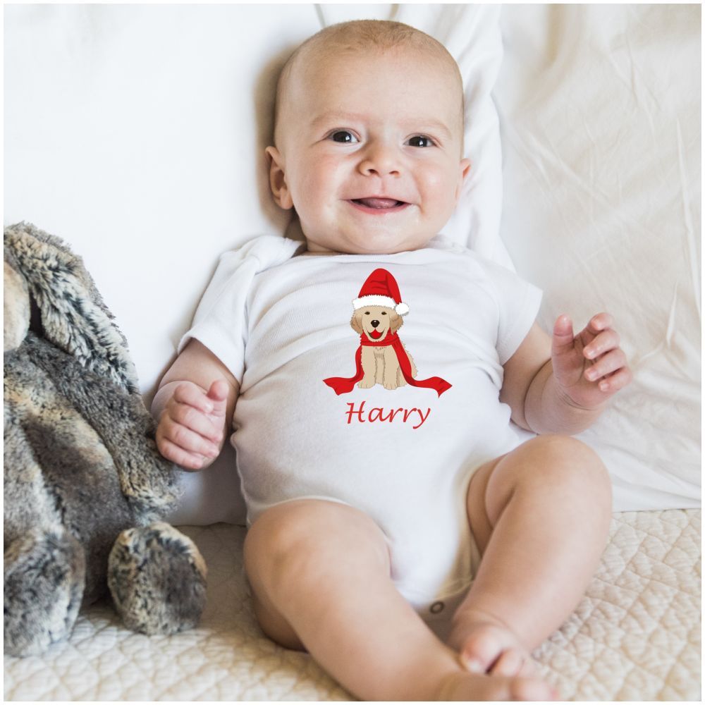 Mini Plum - Personalised Christmas Puppy Bodysuit