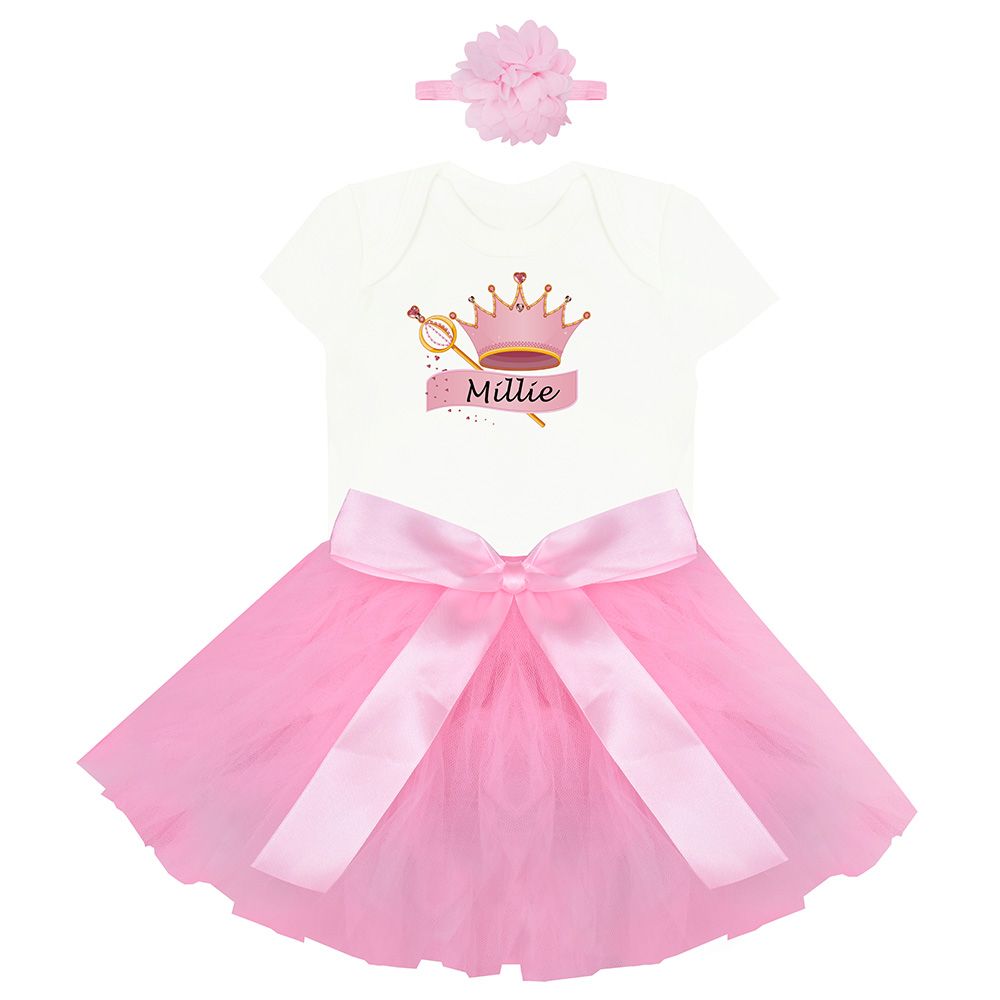 Mini Plum - Personalized Crown Dress 3pc-Set