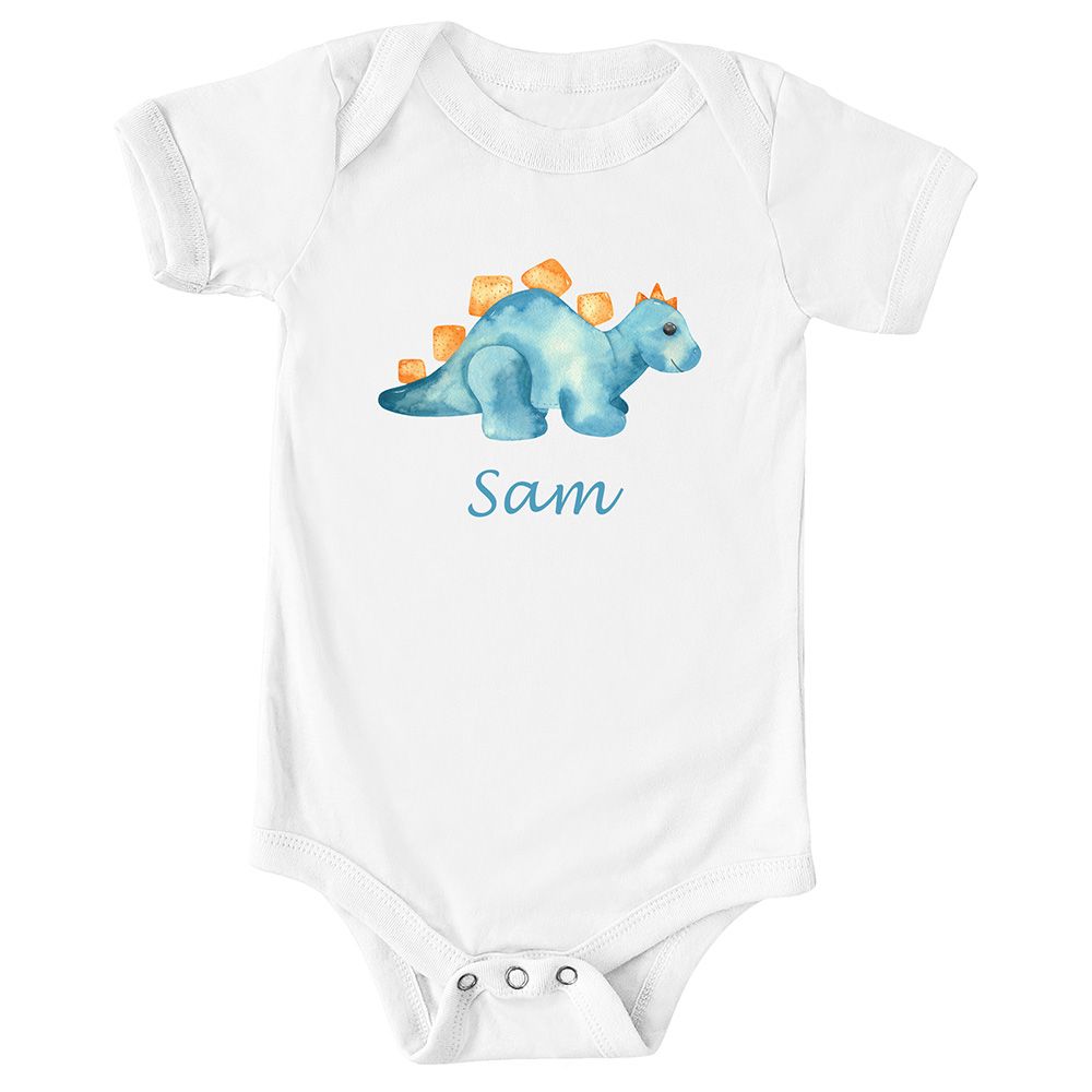 Mini Plum - Dinosaur Baby Bodysuit - White