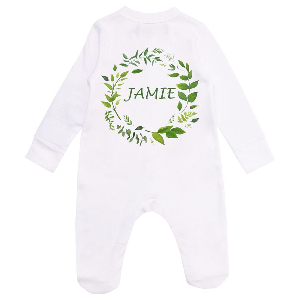 Mini Plum - Personalised Baby Sleepsuit- Forest