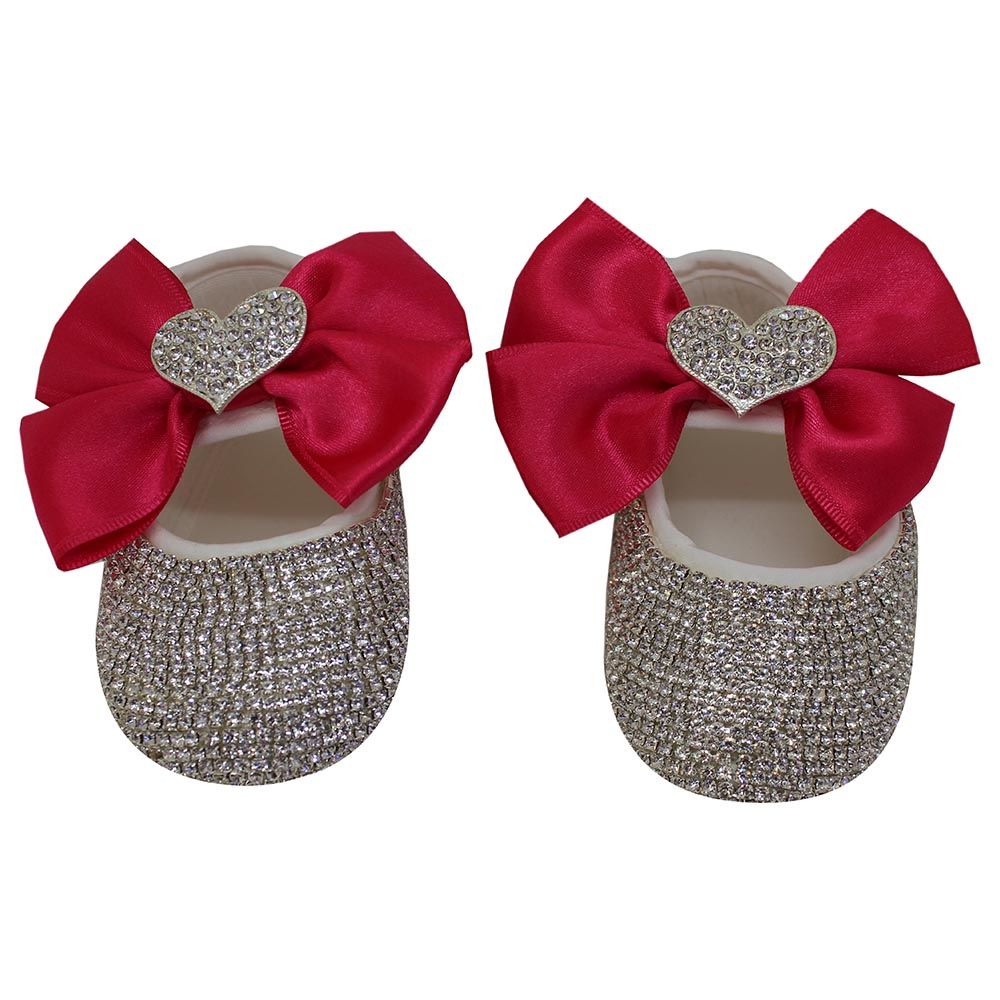 Mini Plum - Swarovski Shoes And Headband Set-Hot Pink