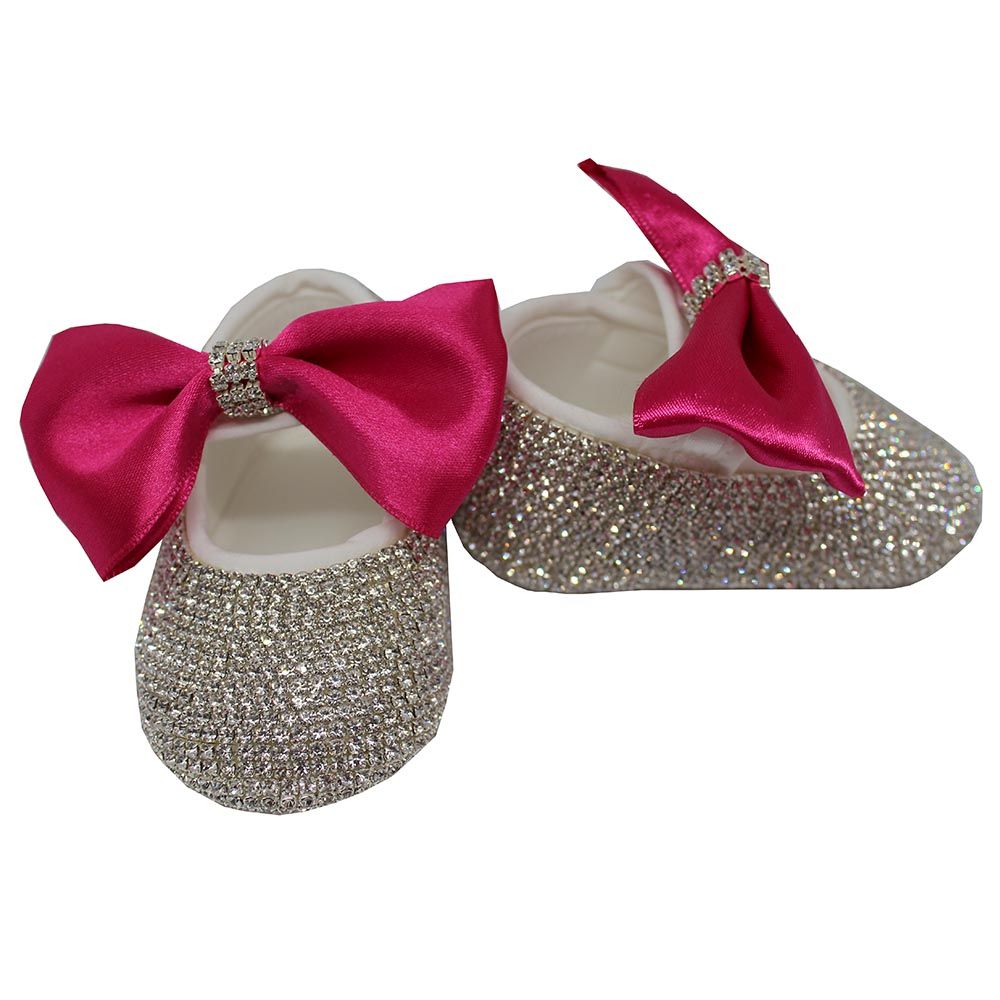 Mini Plum - Girls Crystal Bow Shoes And Headband