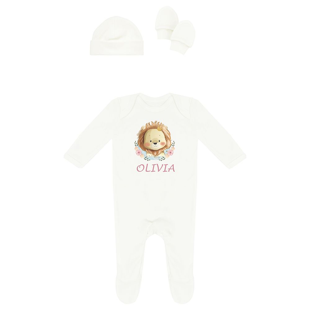 Mini Plum - Lion Personalised Newborn Baby Set 3 Pieces