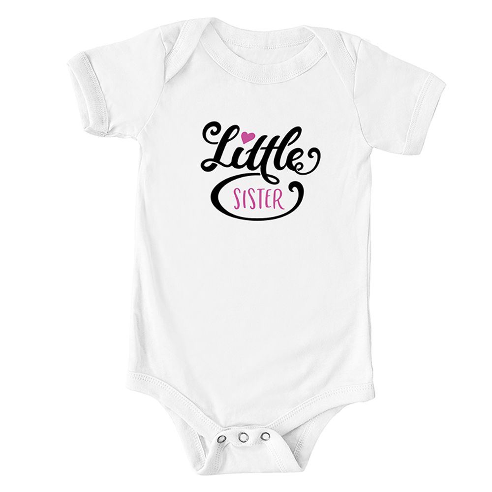 Mini Plum - Little Sister Short Sleeve Onesie - White