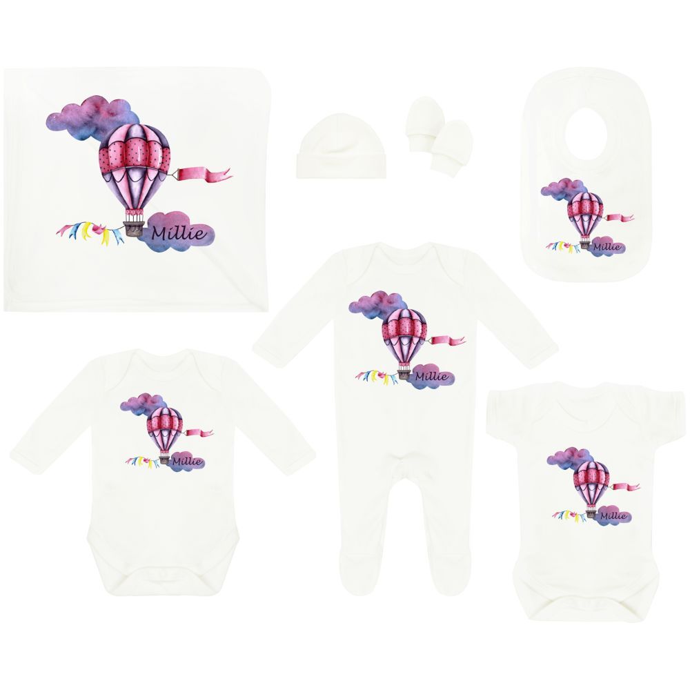 Mini Plum - Personalized Air Balloon 7pc-Set - White