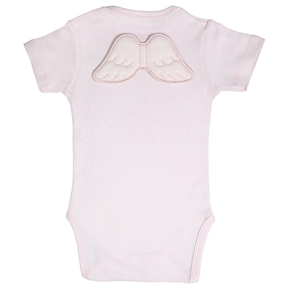 Mini Plum - Angel Wings Short Sleeves Bodysuit - Pink